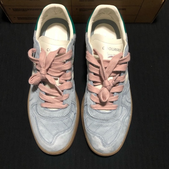 Coolway Other - Coolway Goal Mens Blue Suede Sneakers Pink Laces Stripes Men’s EU 44 US 10